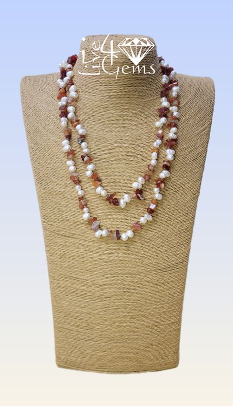 Pearl 40&quot; Long Strand Convertible Necklace Citrine