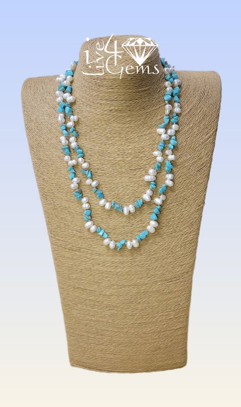 Pearl 40&quot; Long Strand Convertible Necklace Turquoise