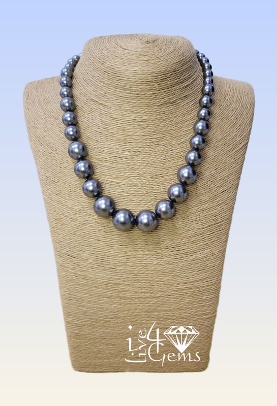 Mother Of Pearl Gray Necklace 18”