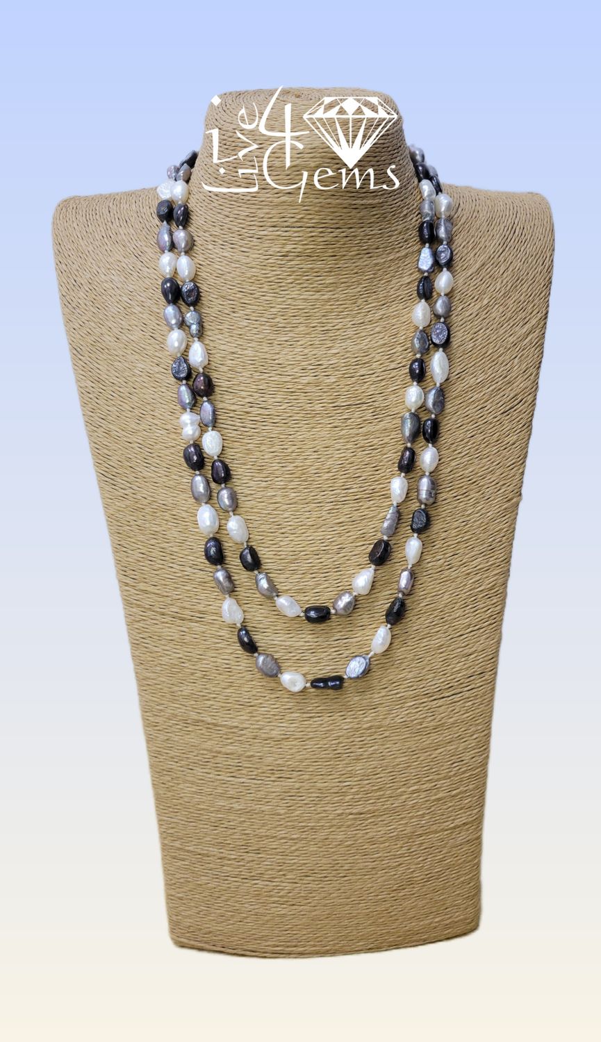 Pearl Baroque  Long  Black 48&quot;