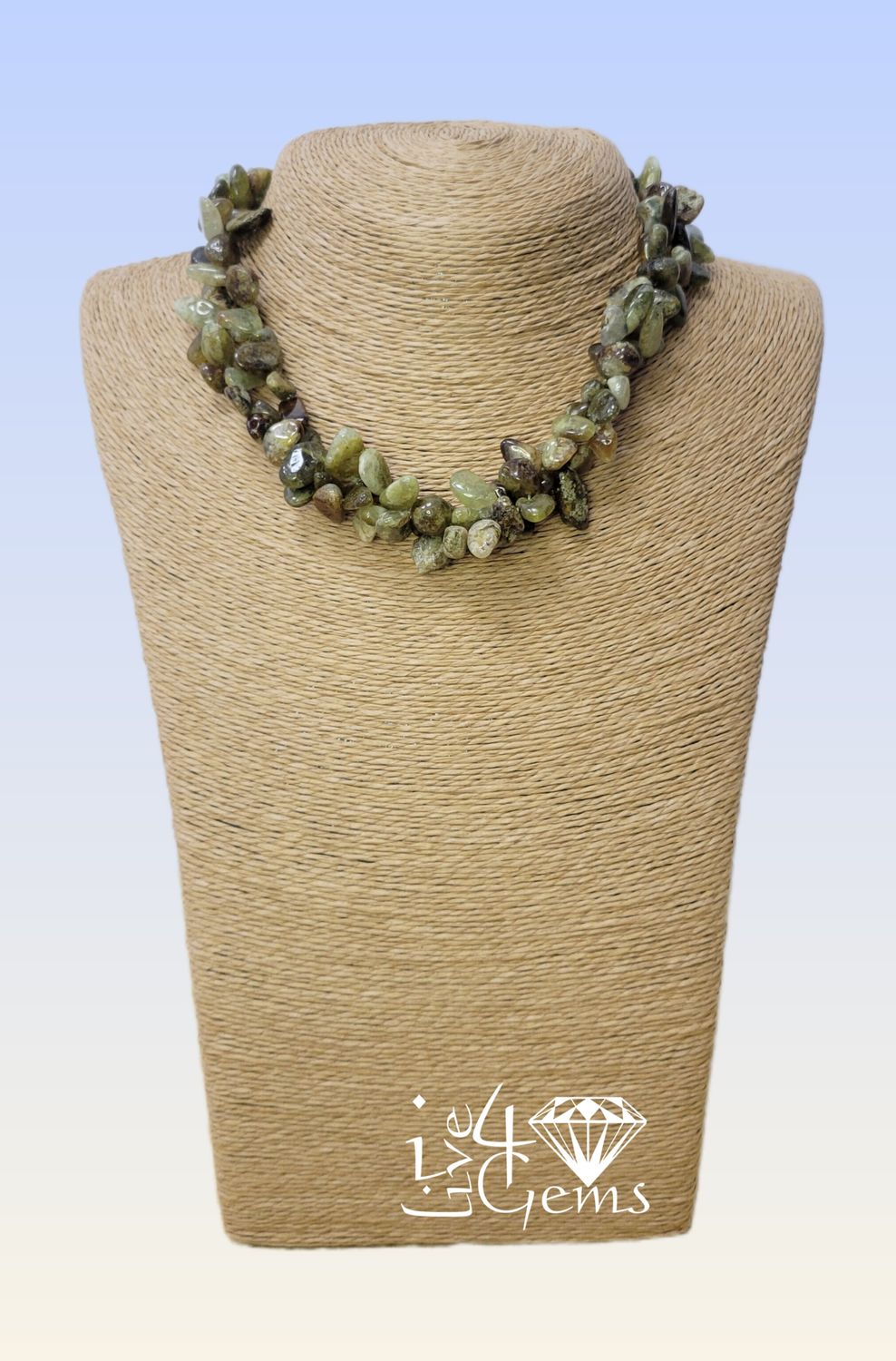 16&quot; Double Strand Green Garnet Torsade Necklace