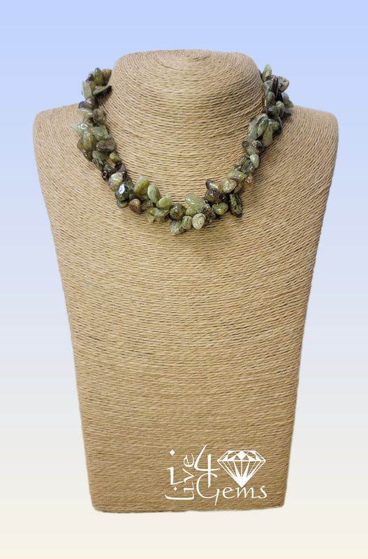 16&quot; Double Strand Green Garnet Torsade Necklace