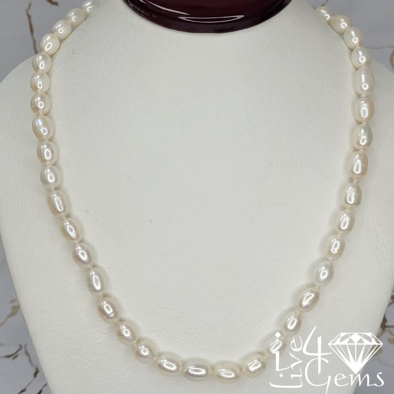 17&quot; White Rice Pearl 6mm Necklace