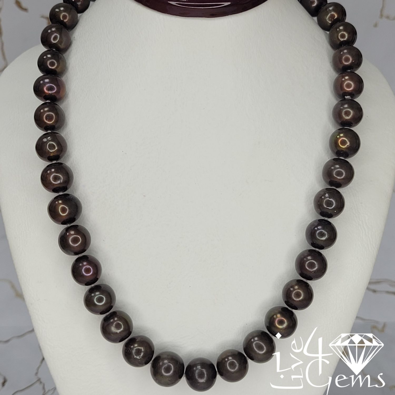 18&quot; 9mm Brown Pearl Heart Toggle Necklace