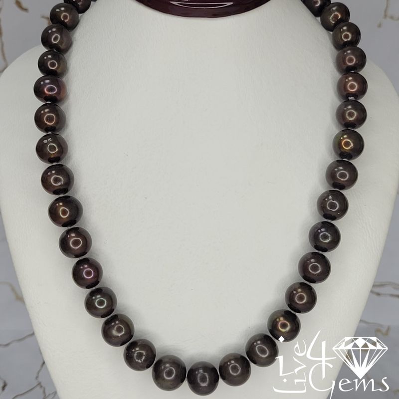 18&quot; 9mm Brown Pearl Heart Toggle Necklace