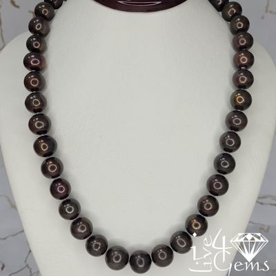 18&quot; 9mm Brown Pearl Heart Toggle Necklace