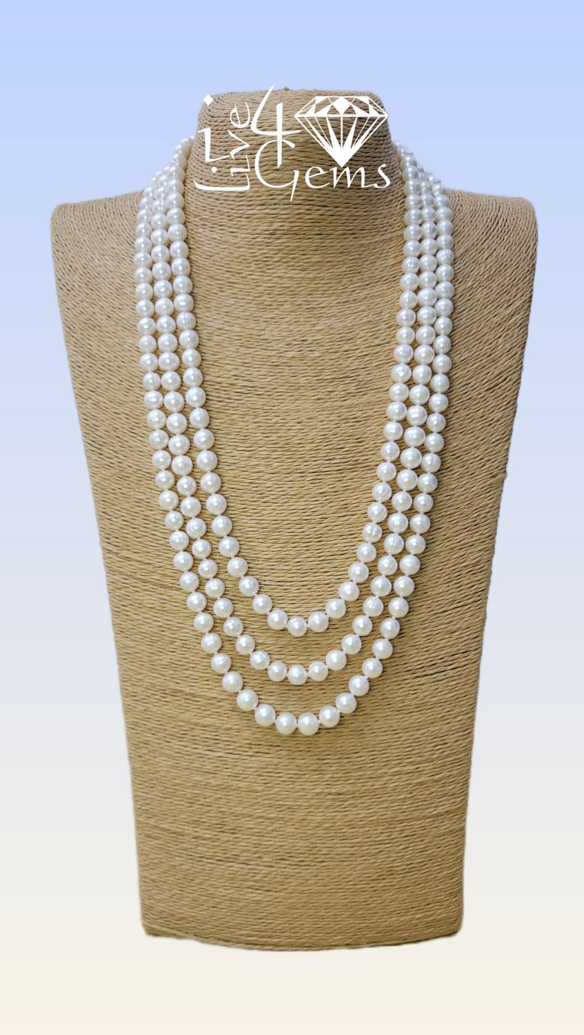 Pearl Triple Strand Circle Clasp 7mm