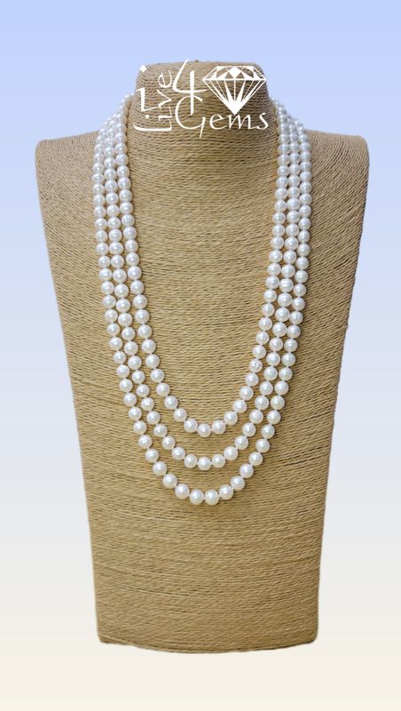 Pearl Triple Strand Circle Clasp 7mm