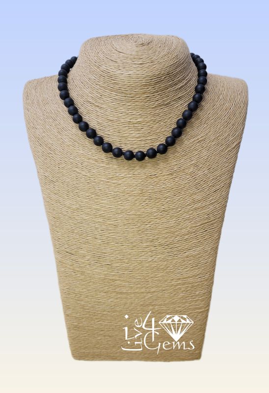 Hand-Knotted Black Onyx Choker Necklace