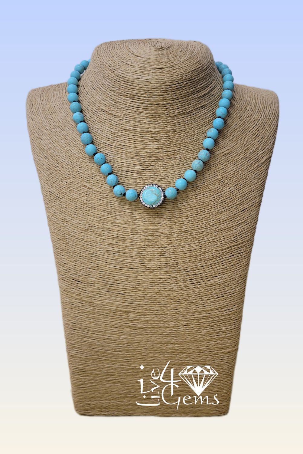 Magnesite Blue Turquoise  Choker Necklace