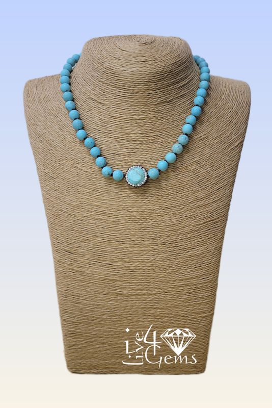 Magnesite Blue Turquoise  Choker Necklace
