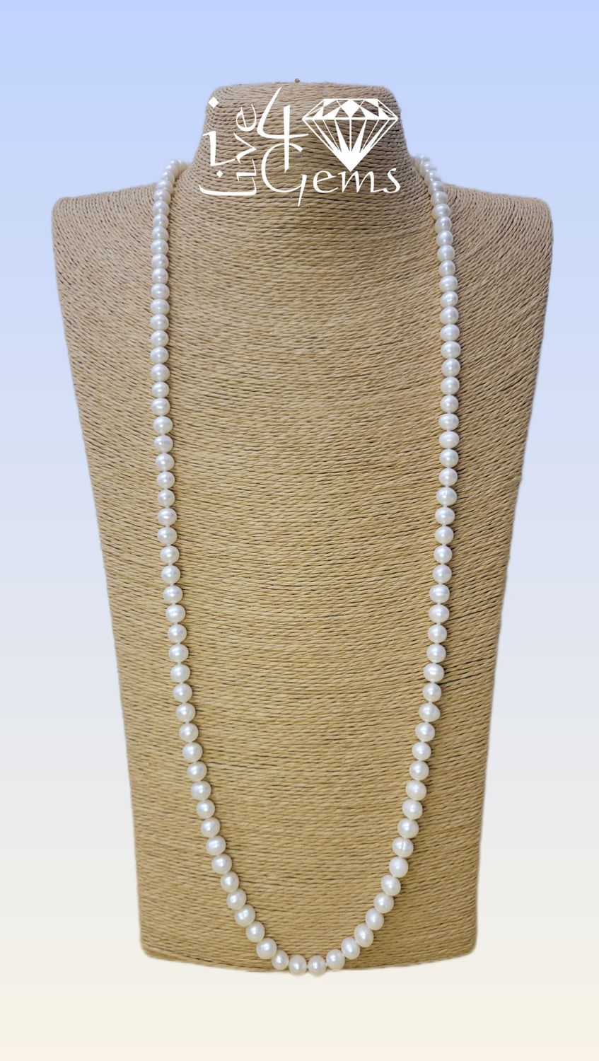 36&quot; Heart Toggle White Pearl Necklace 7mm
