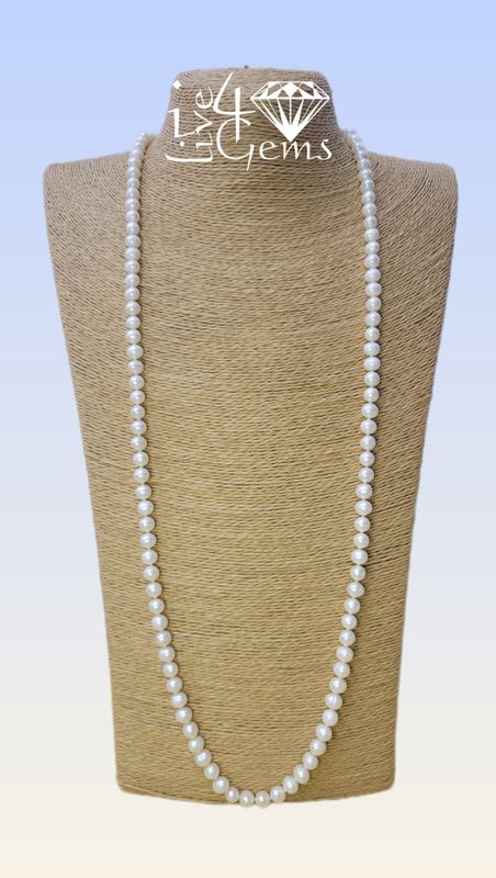 36&quot; Heart Toggle White Pearl Necklace 7mm