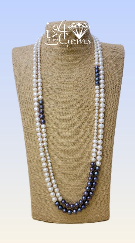 32&quot; White/Peacock Pearl Necklace