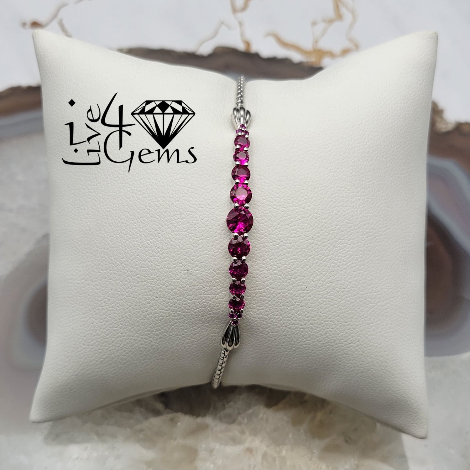 Silver Lab Ruby Heart Bolo Bracelet