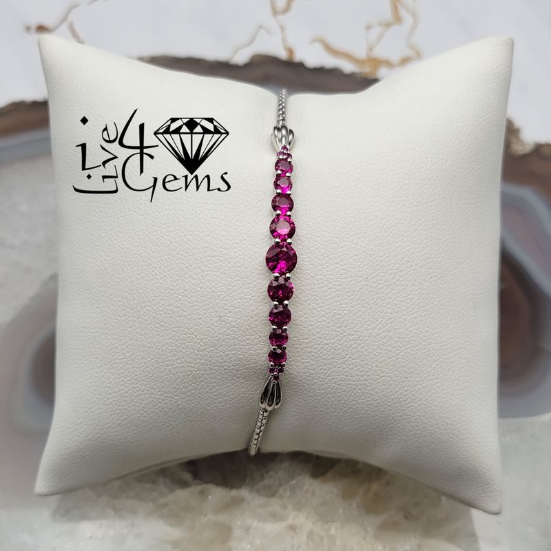 Silver Lab Ruby Heart Bolo Bracelet