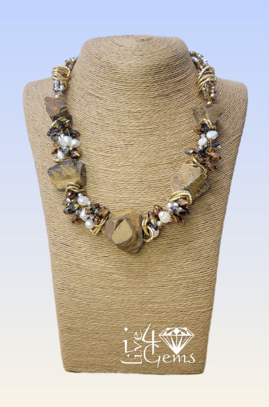 Tiger&#39;s Eye Short Necklace w Magnetic Clasp