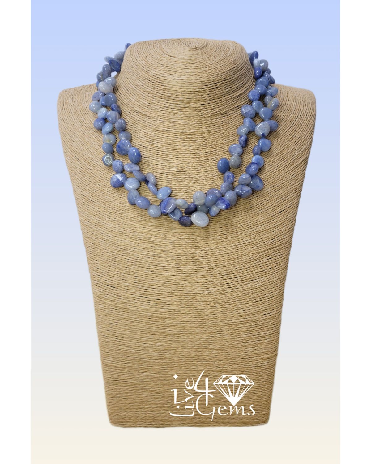 16&quot; Double Strand Blue Aventurine Torsade Necklace
