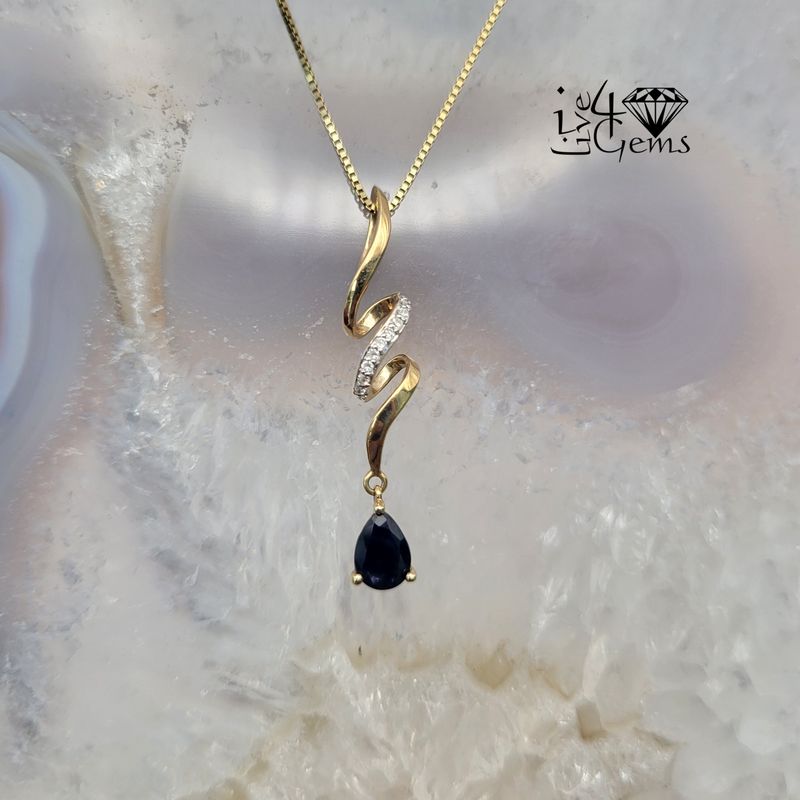 10kty 0.8ctw Dia/Sapphire Pendant/Chain