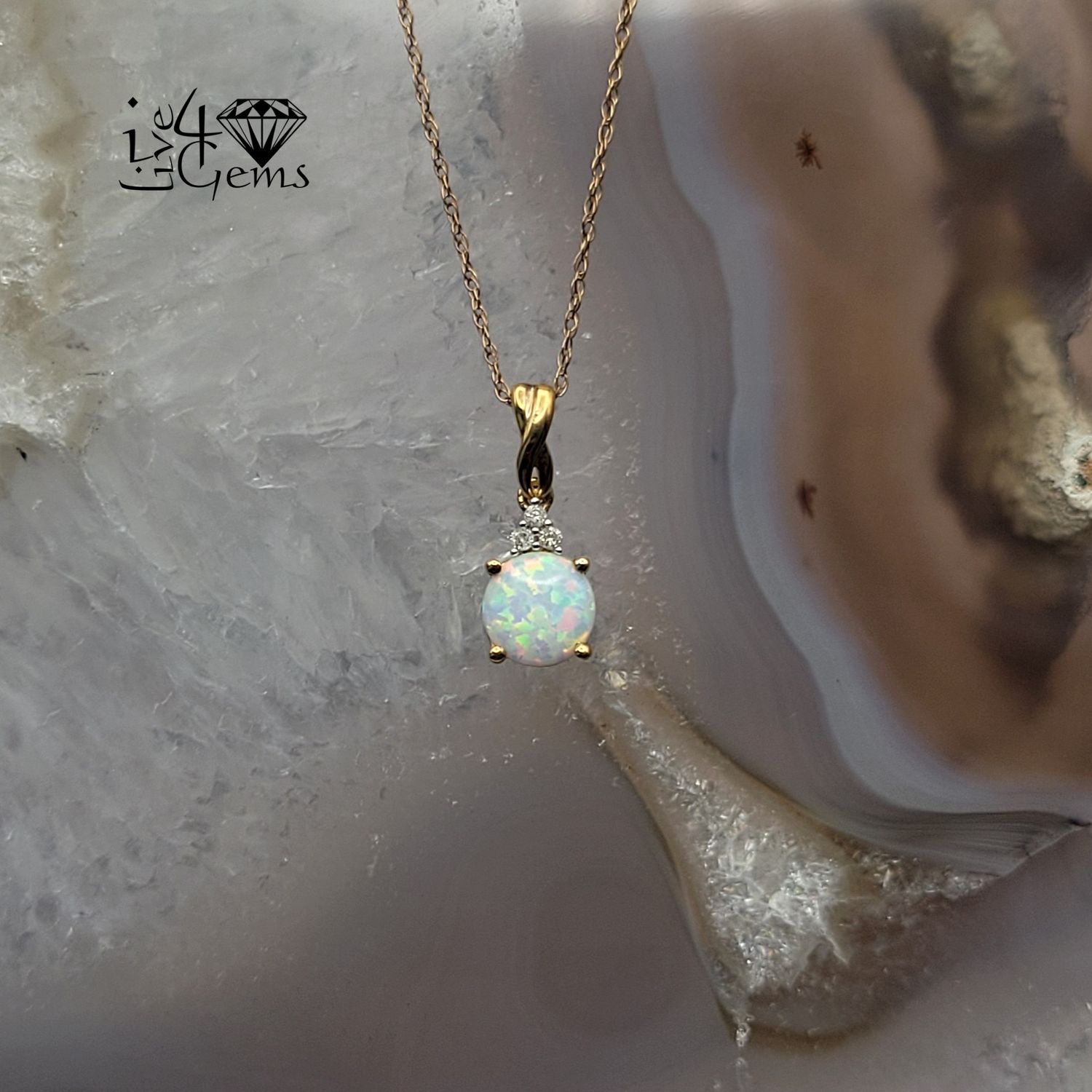 10kt Diamond Opal Spiral Chain