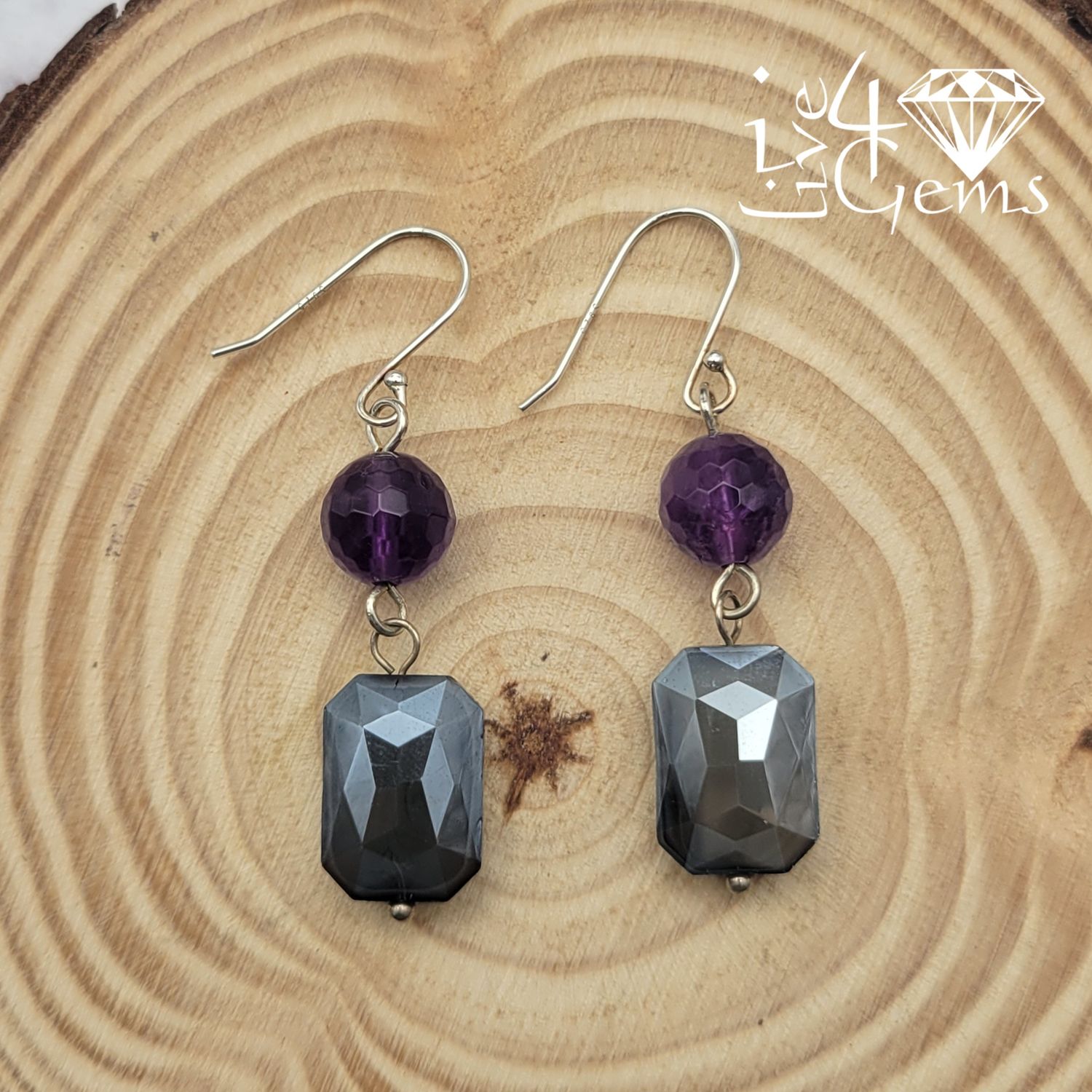 Crystal and Amethyst Gemstone Earring