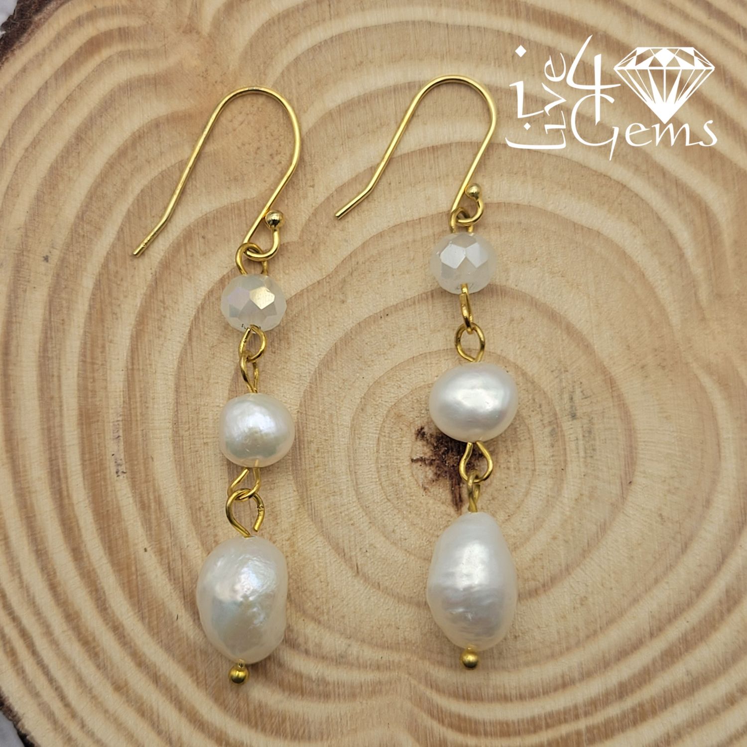 Faceted Crystal and Pearl Gemstone Earring