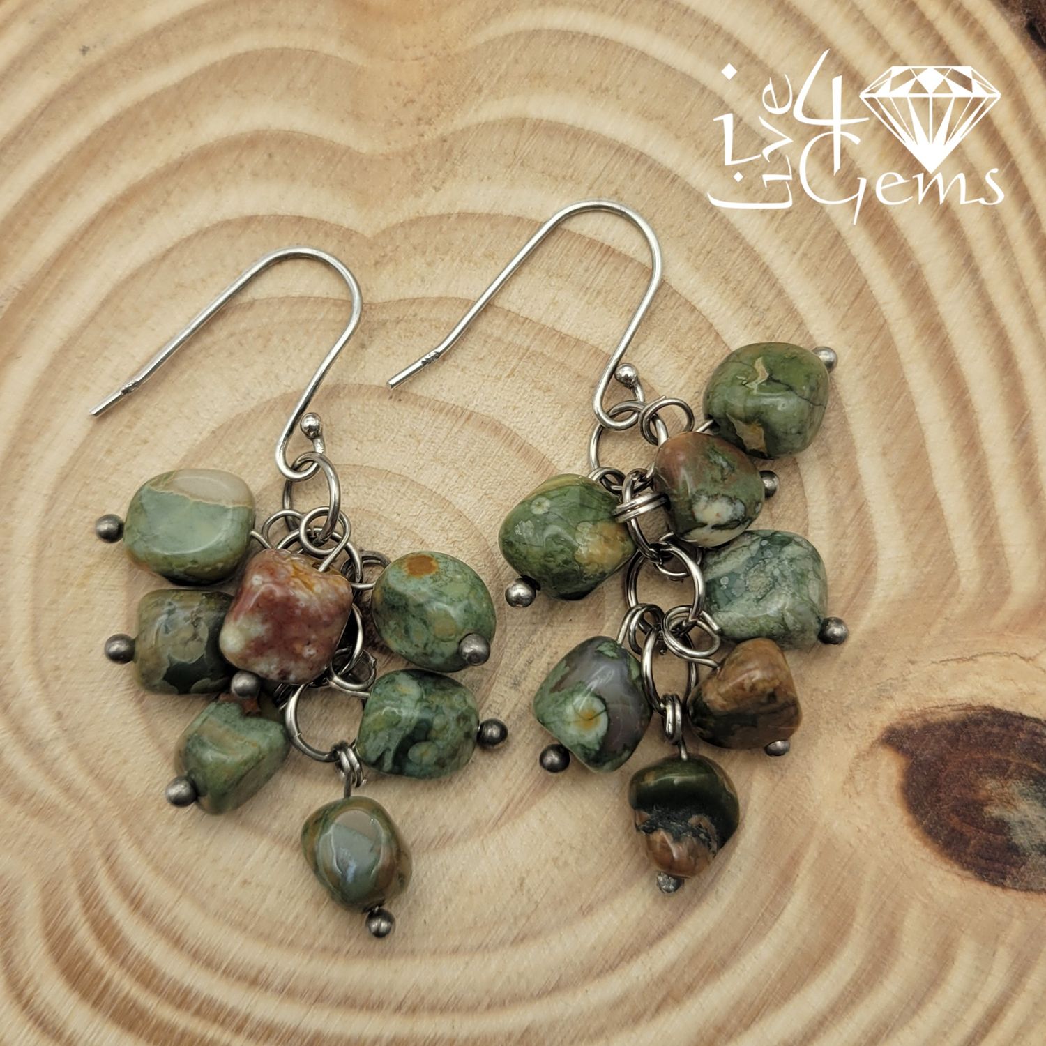 Gemstone Earring Fancy Jasper Cluster
