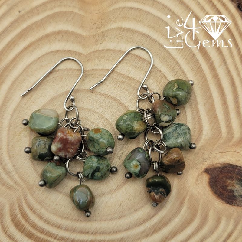 Gemstone Earring Fancy Jasper Cluster