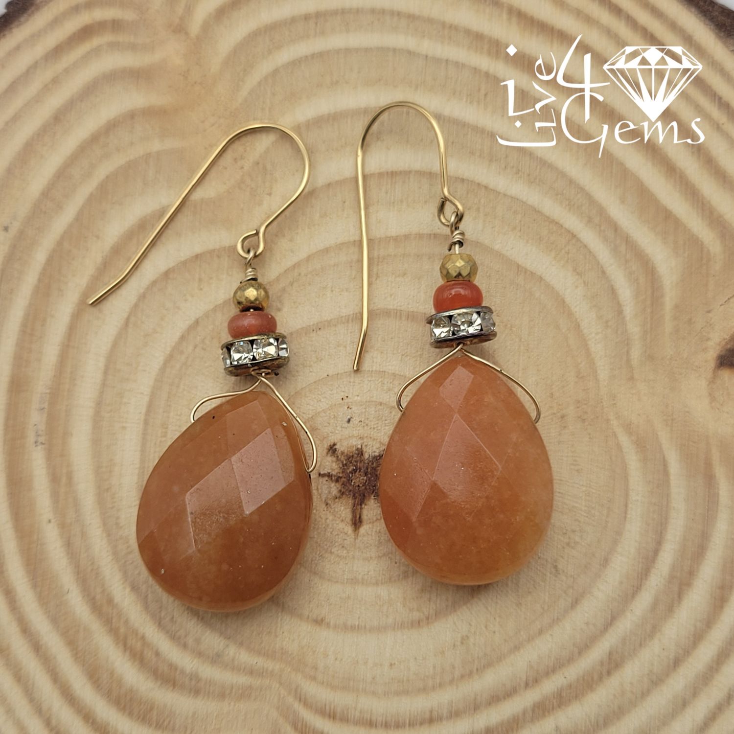 Gemstone Earring Hanging Faceted Moonstone