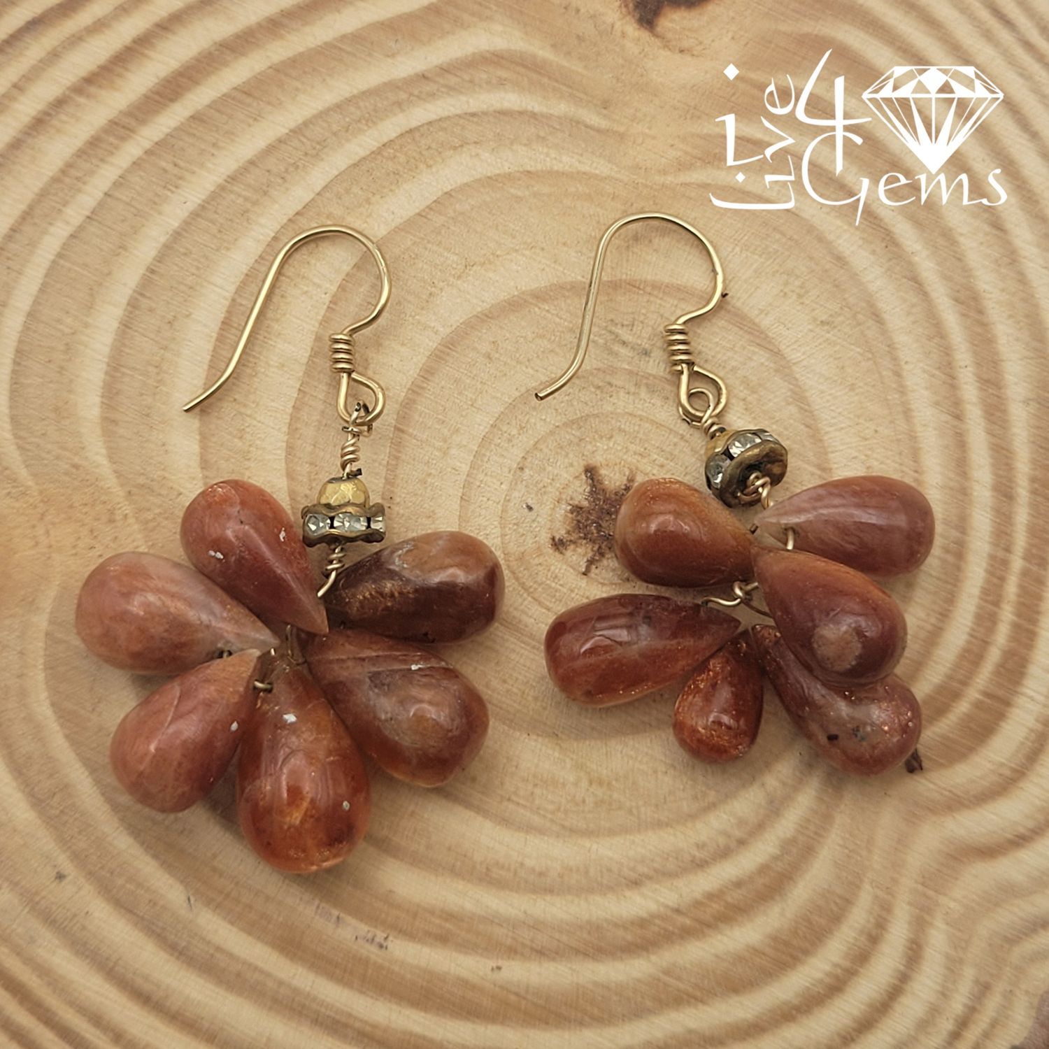 Silver Gemstone Earring Gold Stone