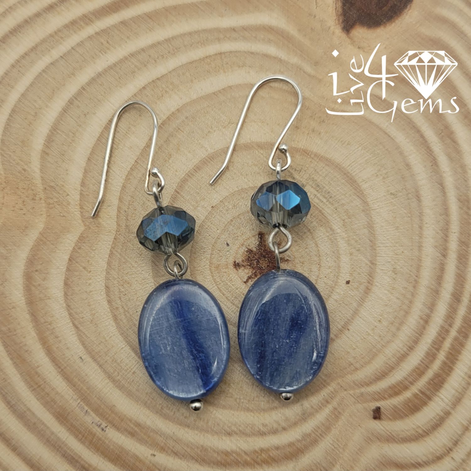 Kyanite &amp; Crystal Drop Down Gemstone Earring
