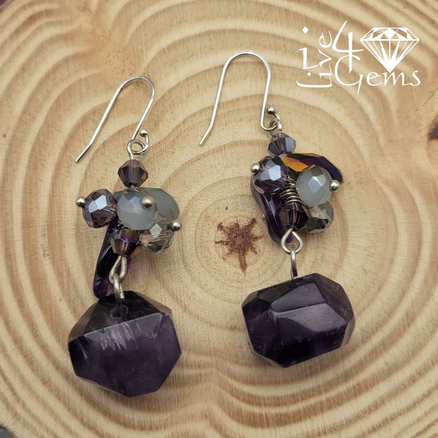 Natural Amethyst Mix Dangle Gemstone Earrings