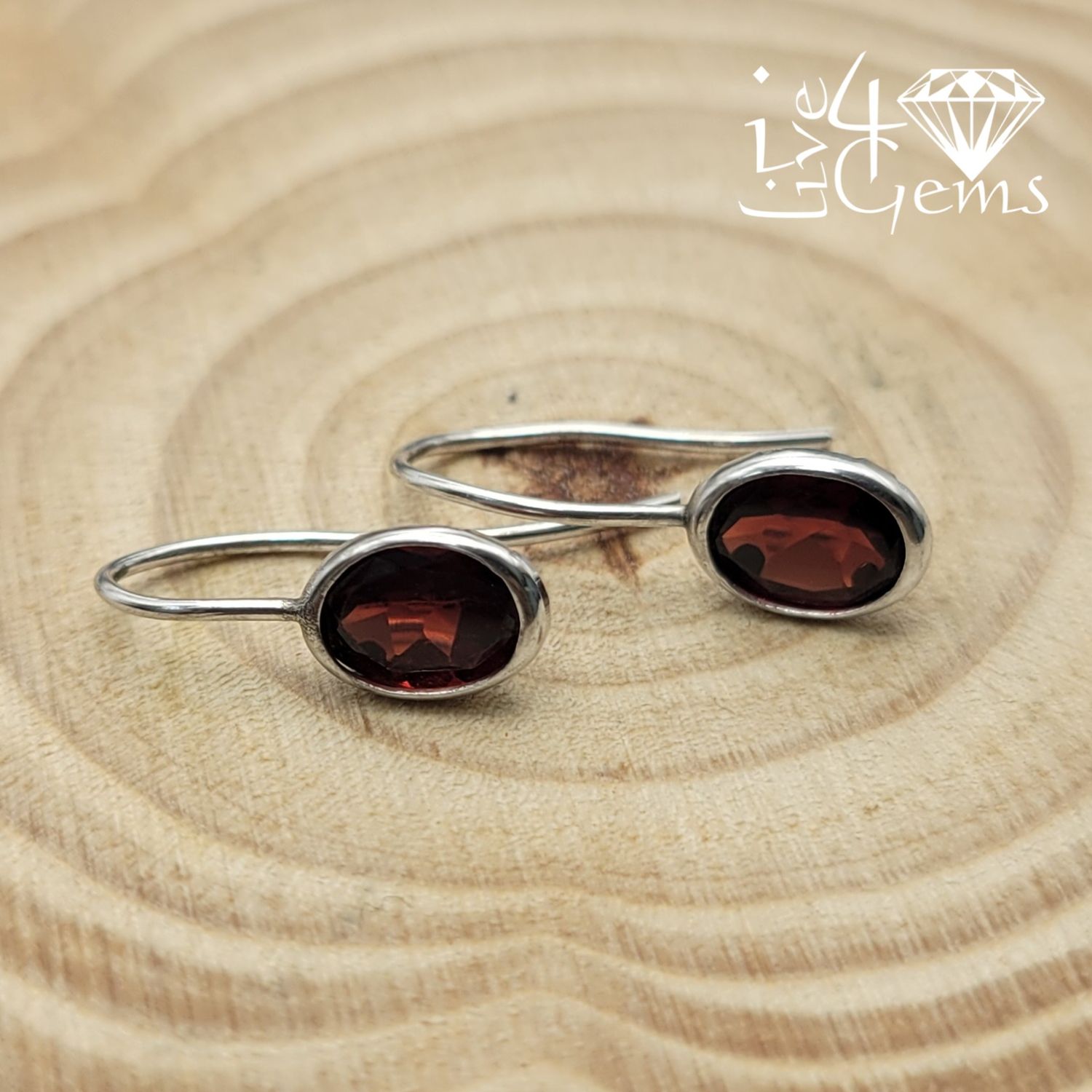 Silver Garnet Tear Drop Hanging Earring
