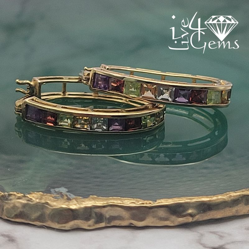 Silver Gold Plated Silver Gemstone Earring