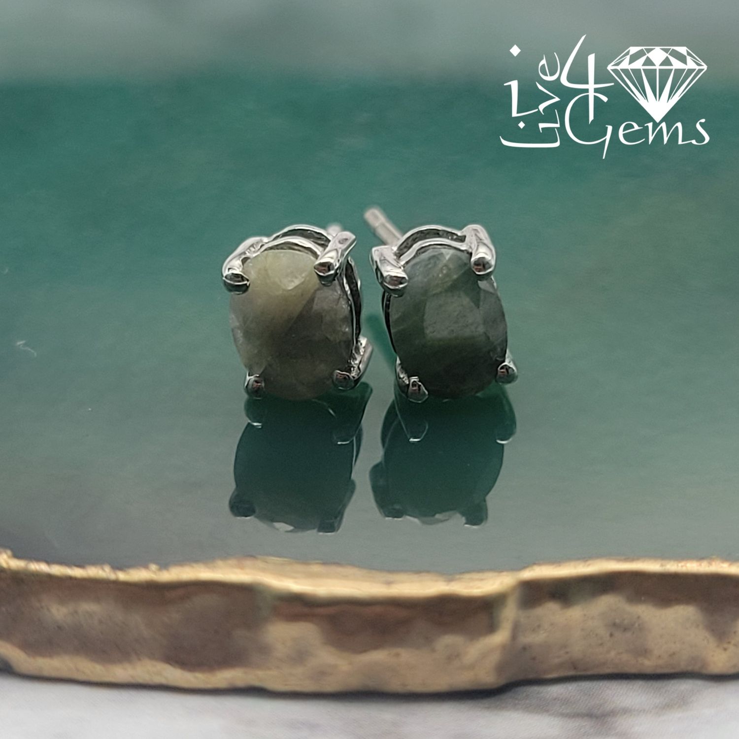 Silver Oval 2.25ctw Emerald Stud Earring