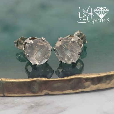 Silver Rose Quartz 8mm Stud