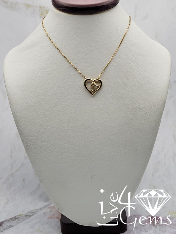 10kty 18&quot; Cz Dolphin Pendant Necklace