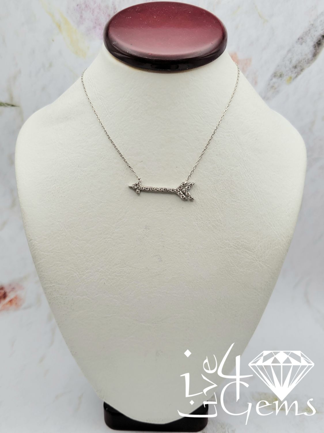 Silver CZ Arrow Pendant w Chain