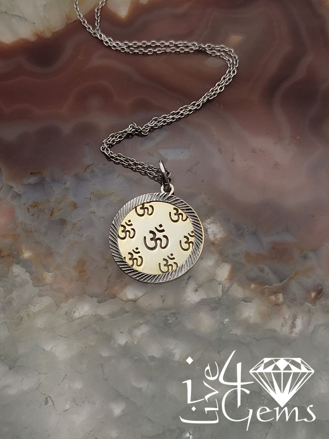 Silver Two Toned Ohm Pendant w Chain