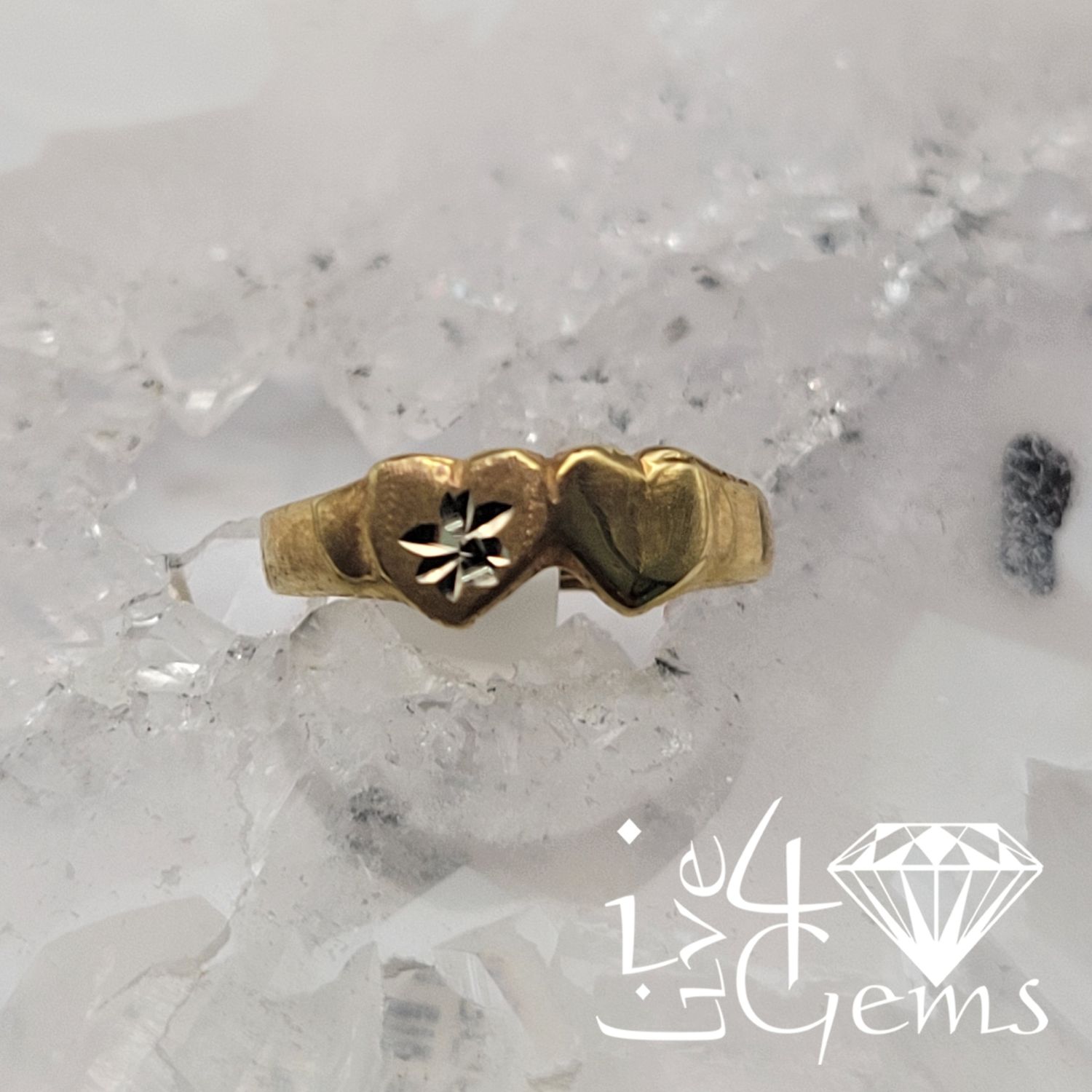 10kty Baby Ring Double Heart