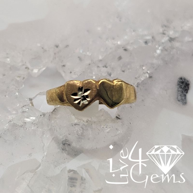 10kty Baby Ring Double Heart