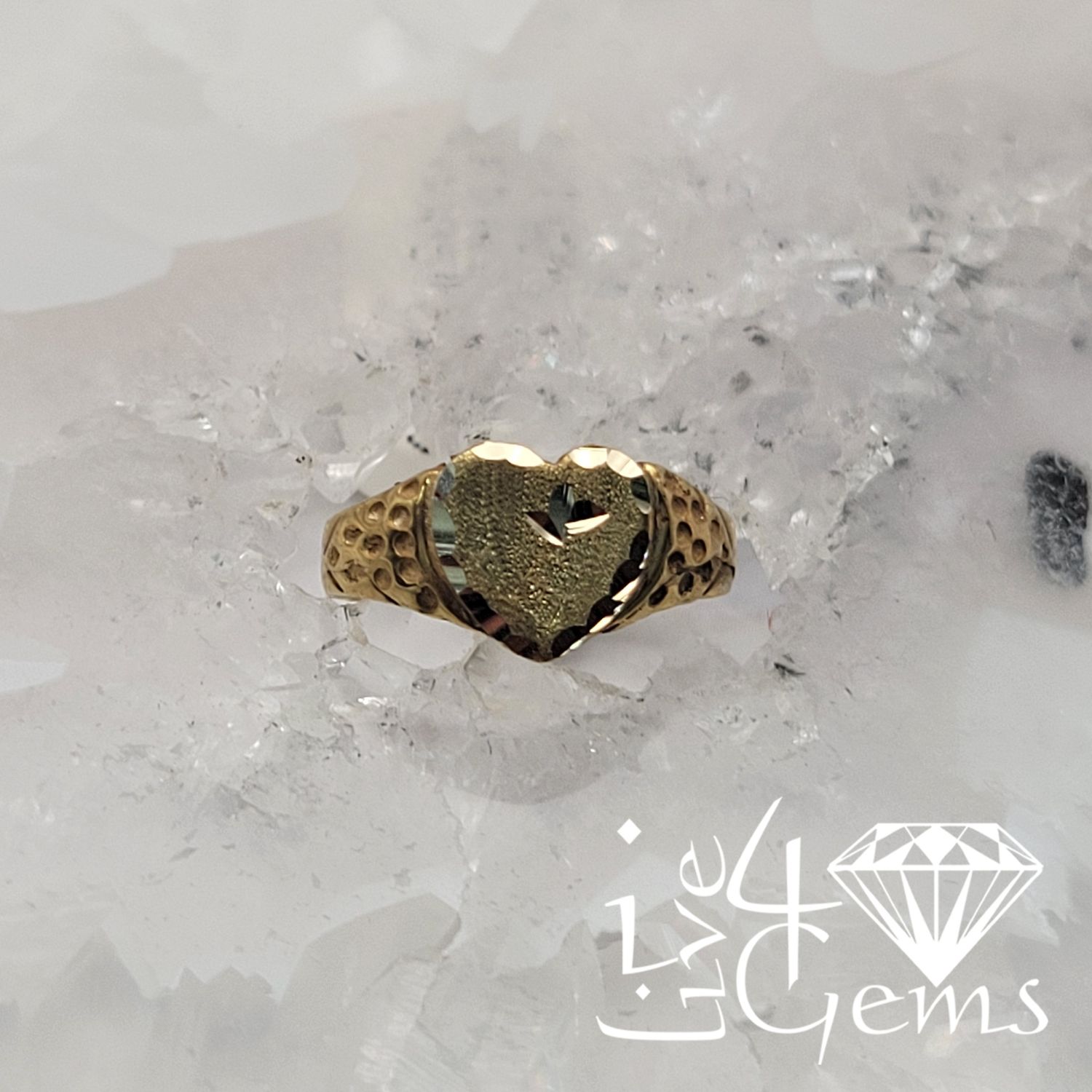 10kty Baby Ring Pattern Heart