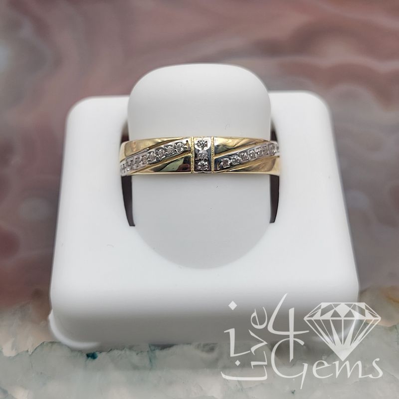 10kty Cz Double Row Pattern Band S8.5