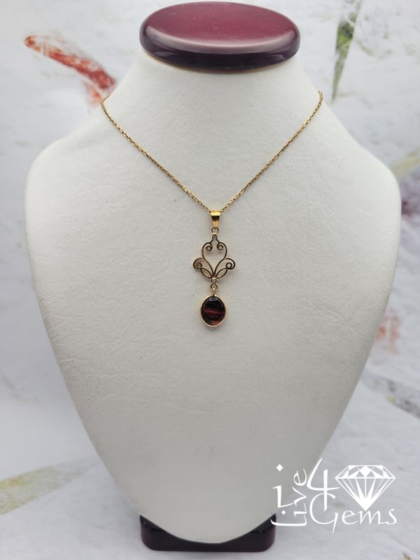 14kt Ammolite Fillagree Pendant and Chain