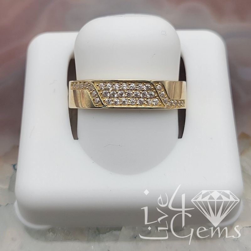 10kty Cz Triple Row Pattern Band