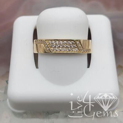 10kty Cz Triple Row Pattern Band