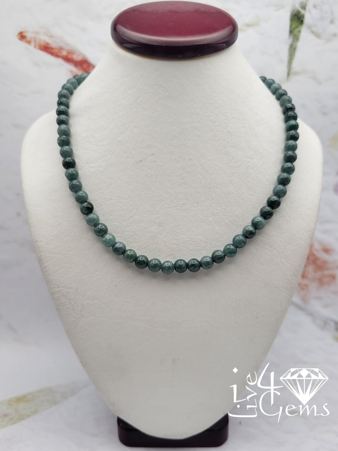 Hand-Knotted 6mm Jade Necklace Silver GP Clasp