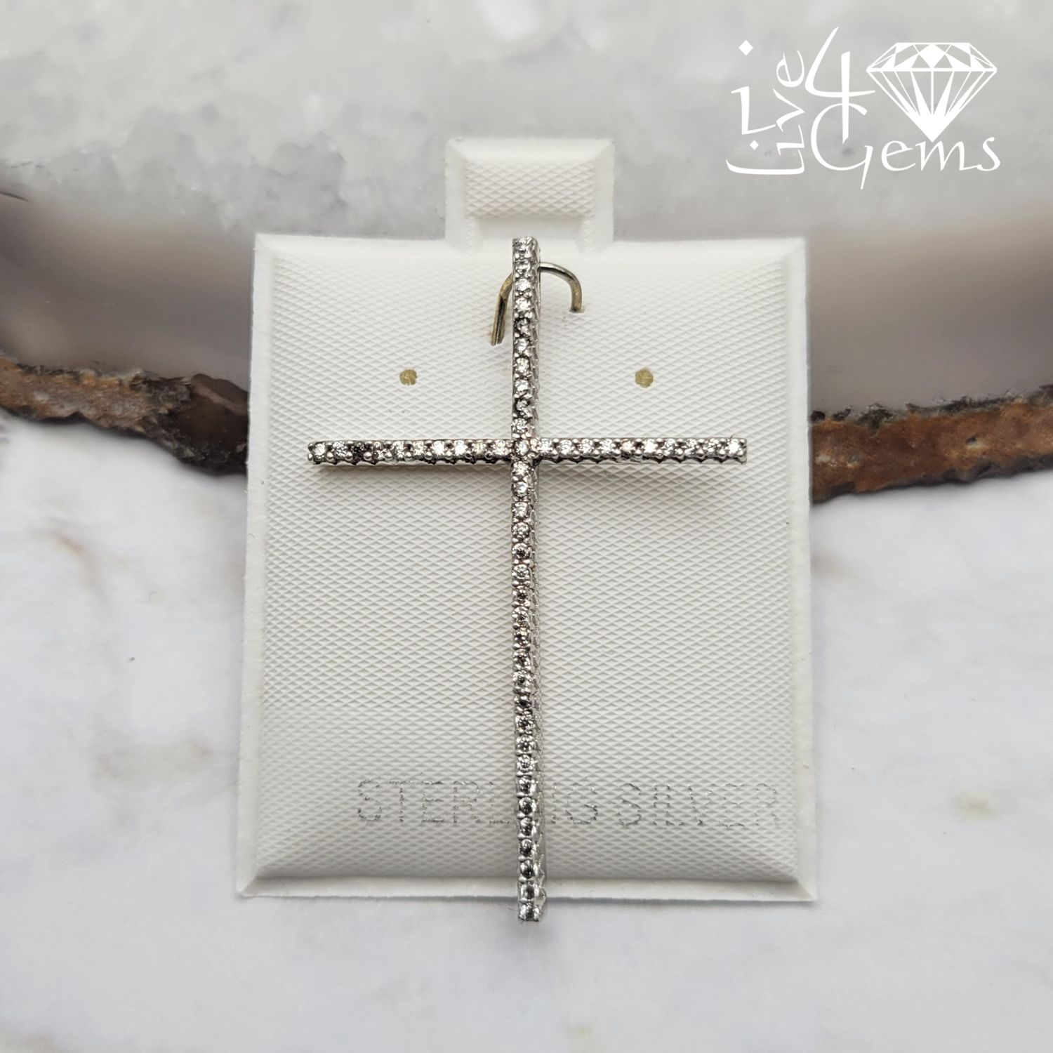Silver 0 .75&quot; Cz Cross Pendant