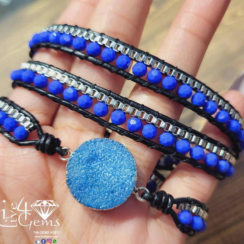Wrap Druzy Leather Bracelet