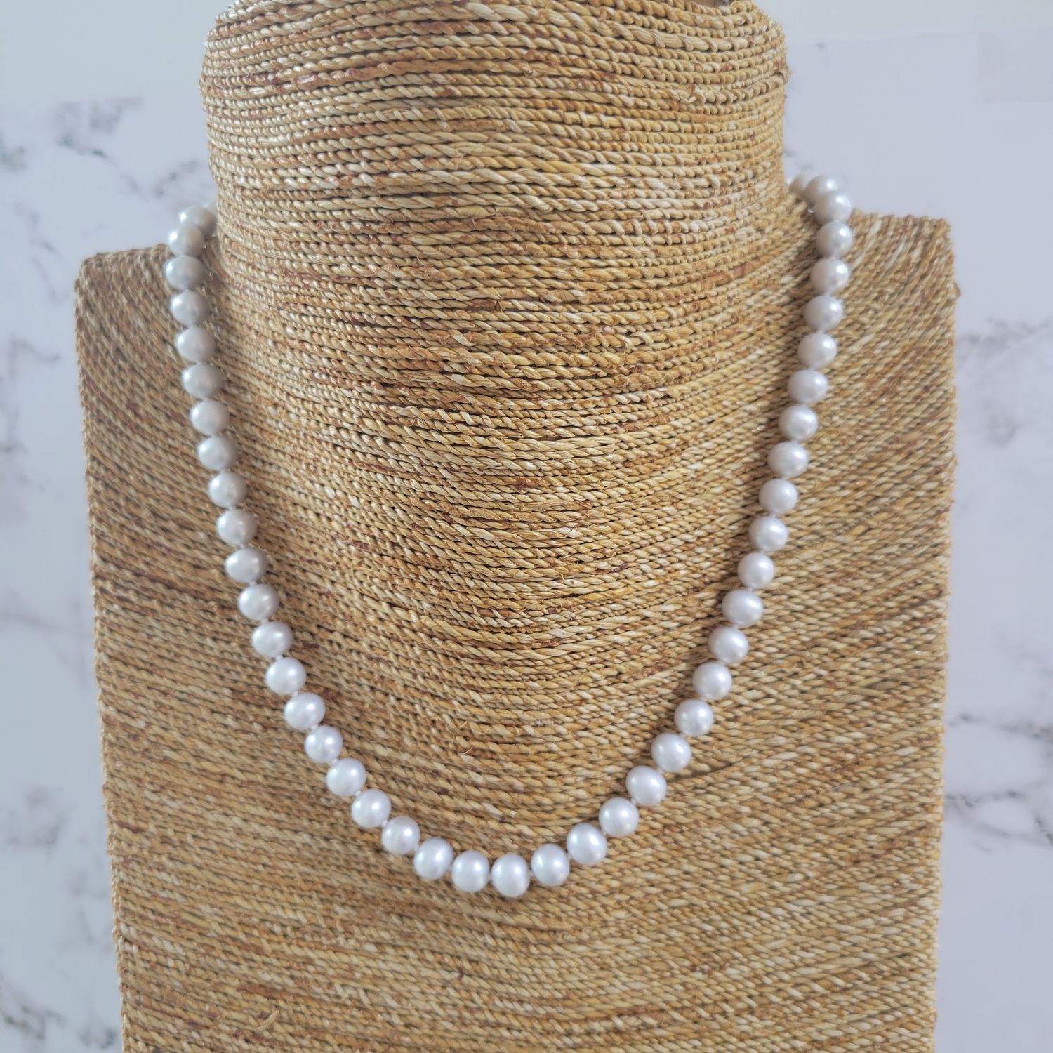 Pearl 7mm 18" Necklace Heart Toggle Gray